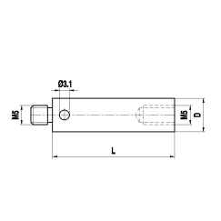 M5 алюминиевый удлинитель щупа, L 120 мм, D 11 мм, для систем ZEISS A-5555-0131